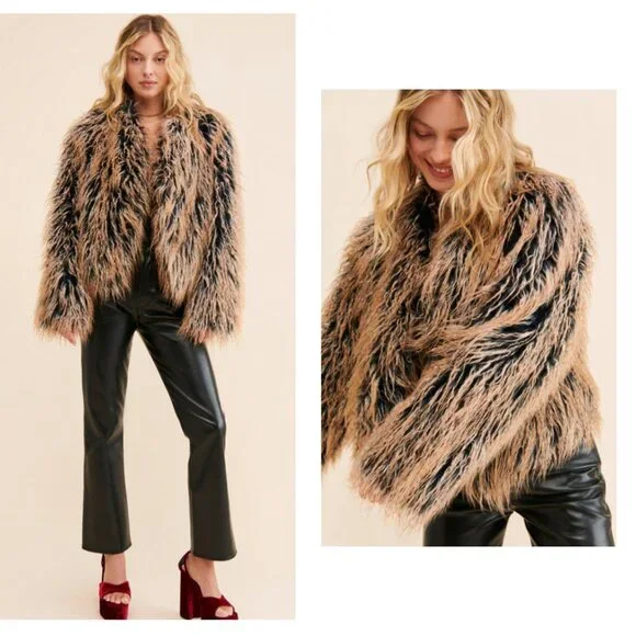 Free People Ombre All Night Faux Fur Jacket - NEW - Picture 14 of 14